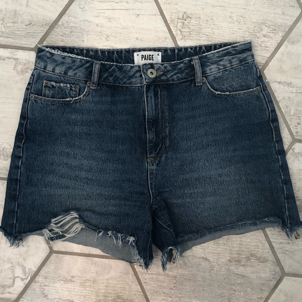PAIGE high-waisted “Sarah short” denim shorts